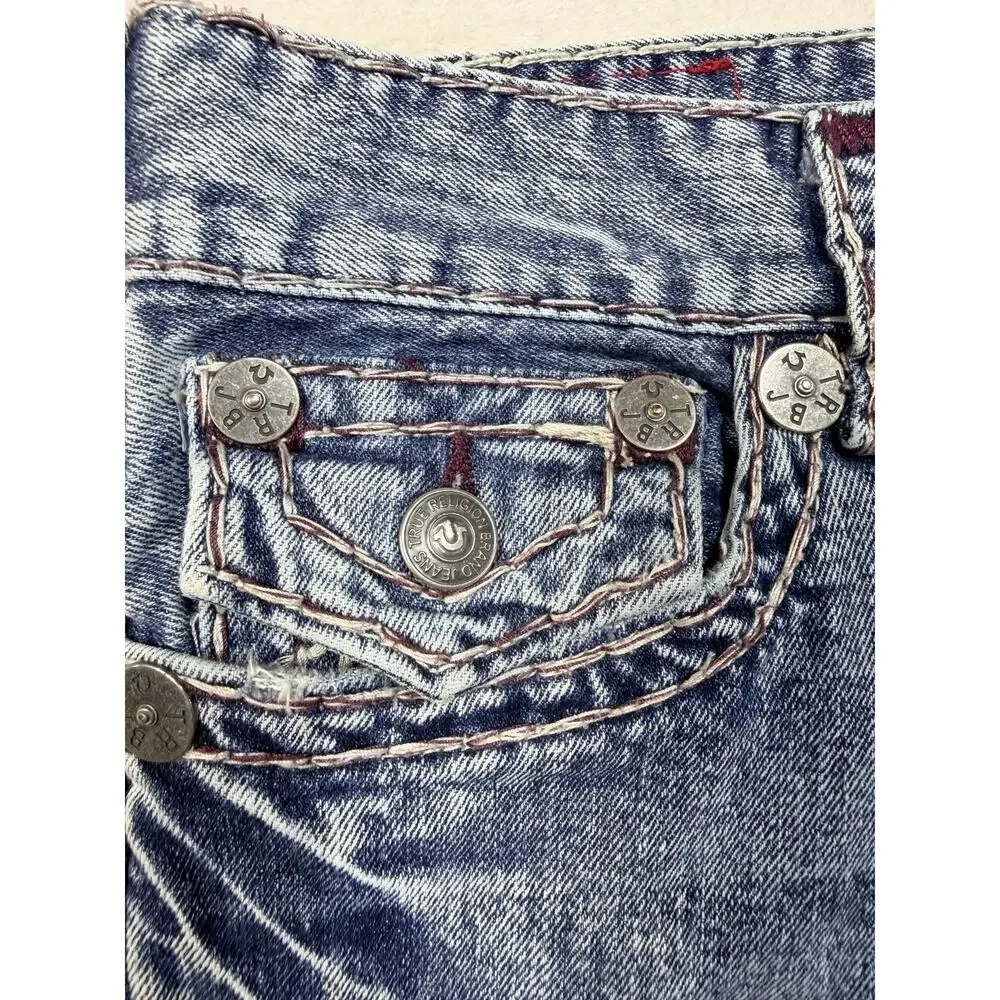 True Religion Ricky Flap Super T Acid Wash Jean Mens SZ 28 Blue Denim Y2K Grunge